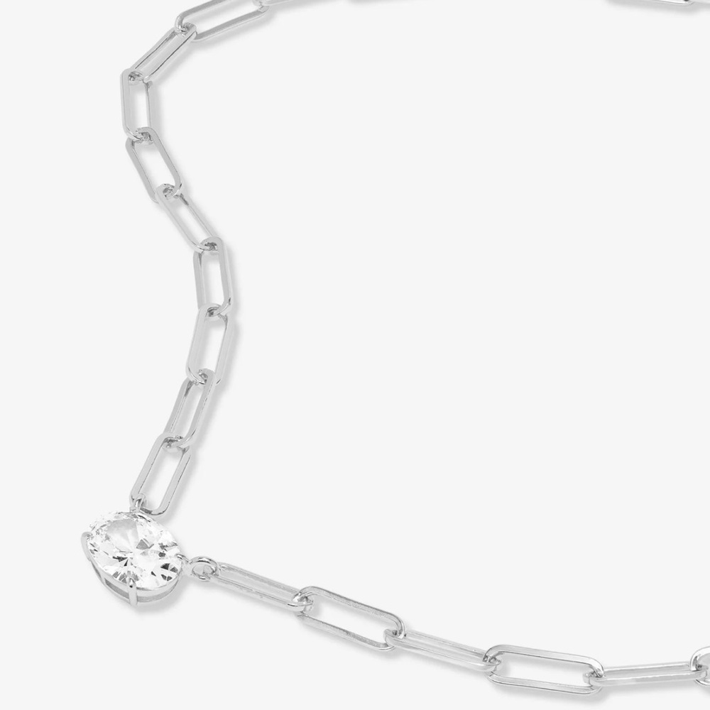 Melinda Maria Hello Gorgeous Samantha Chain Necklace Silver|White Diamondettes - Picture 3 of 4